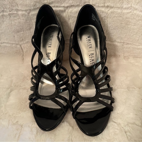 White House Black Market Shoes - White House Black Market Black Strappy Heels  Size 7.5  NEW 4 inch Heel
